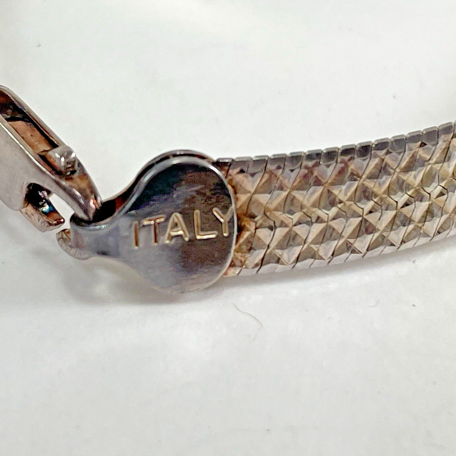 Etched Pattern Design Bracelet Signed Italy Rose/… - image 10