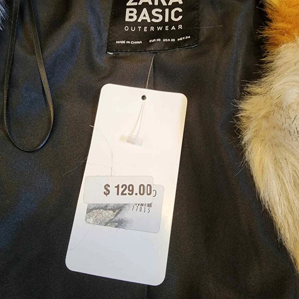 Zara NWT faux fur striped fun jacket XS - Image 4 of 4