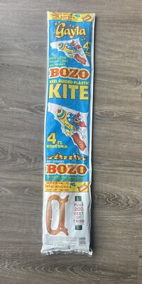 Gayla ~ Bozo The Clown Keel Guided Plastic Kite ~ 4Ft Wing Span Vintage