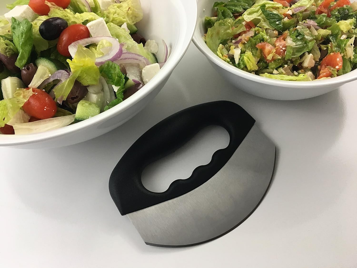 Vegetable Cutter & Salad Chopper - Mezzaluna Knife with Stainless Steel Blade