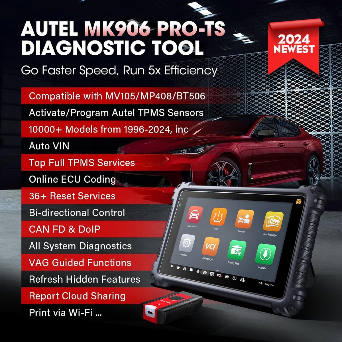 Autel MaxiCOM MK906S PRO 2-TS Scanner - 2025 Diagnostic Tool With ECU Coding & TPMS
