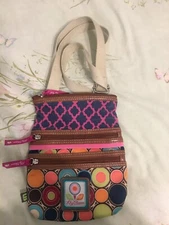 Lily Bloom Crossbody Bag with Adjustable Strap Colorful Circles Print