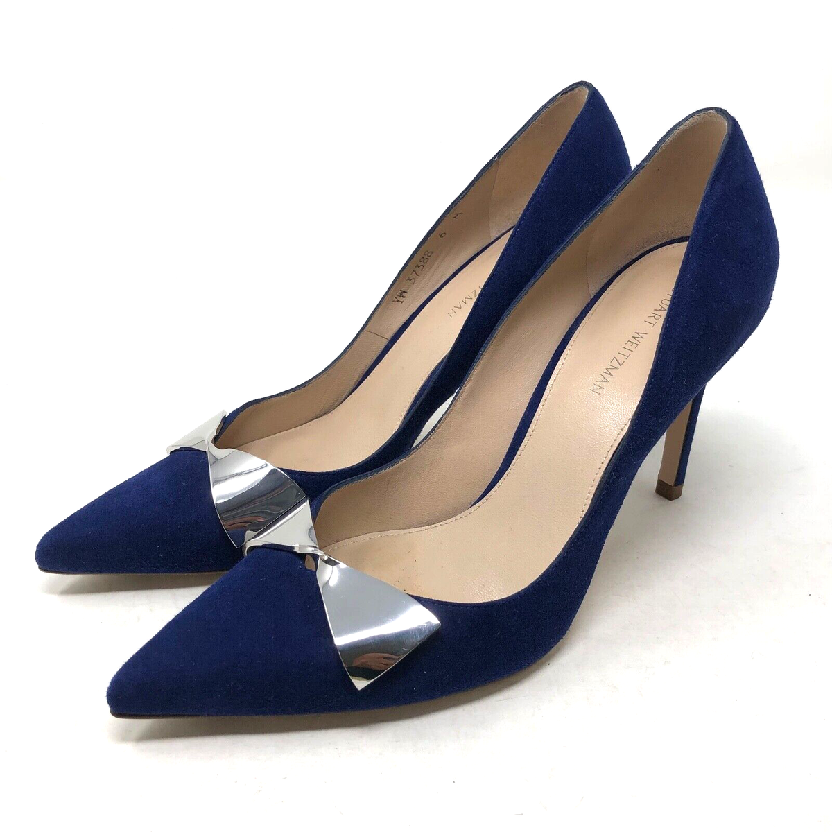 Stuart Weitzman Stanton 90 Pump Heel Womens 6 Blue Suede Stuart Weitzman Stanton 90 Pump Heel Womens 6 Blue Suede