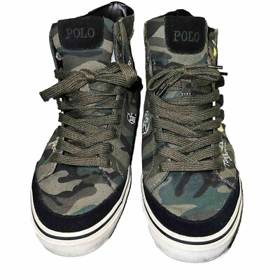 Polo Ralph Lauren Solomon Camo Green High Top Canvas Shoes  display picture 3