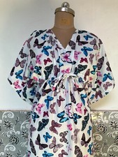 India White Butterfly Kaftan Summer Bikini Cover Up Maxi Beach Kimonos Dress US