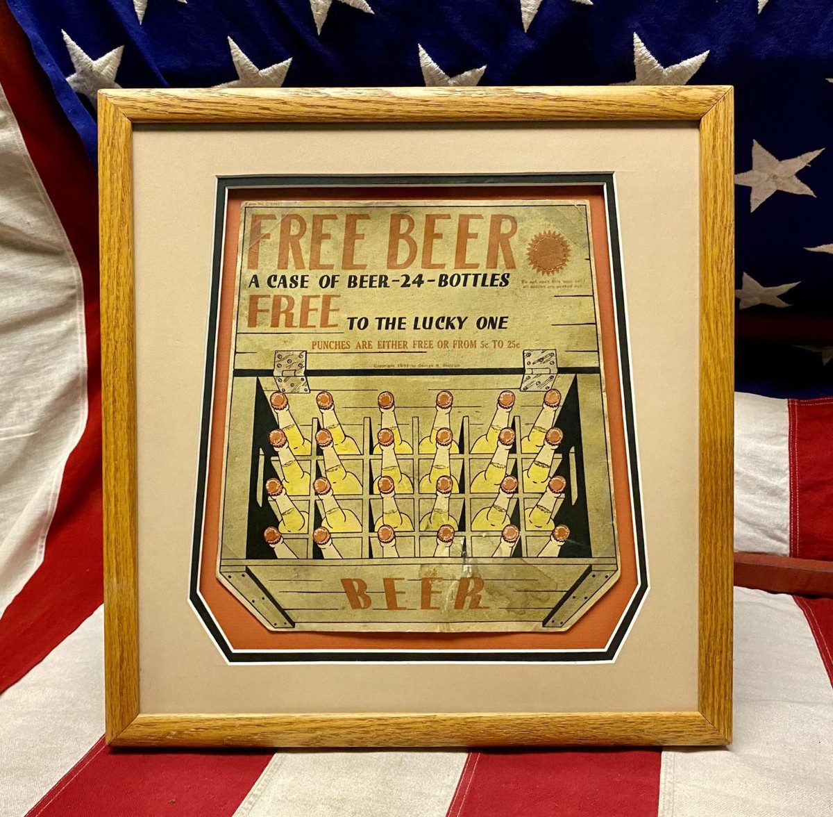 Vintage 1930s Free Beer Punch Card Bar Game Gambling unpunched  display picture 1