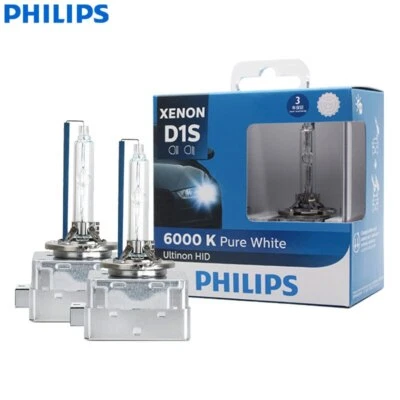 Philips D1S 6000K 35W Xenon Ultinon HID White Light Car Upgrade Headlights, Pair - Image 1 of 4