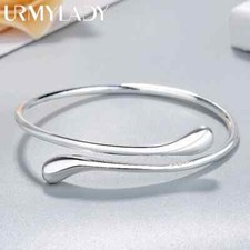 925 Sterling Silver Bracelets for Women Water Droplets Bangles Fashion Jewelry