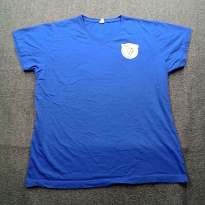 Jobs In The US Shirt Womens XXL Blue V Neck Live Work Give Causal Employee