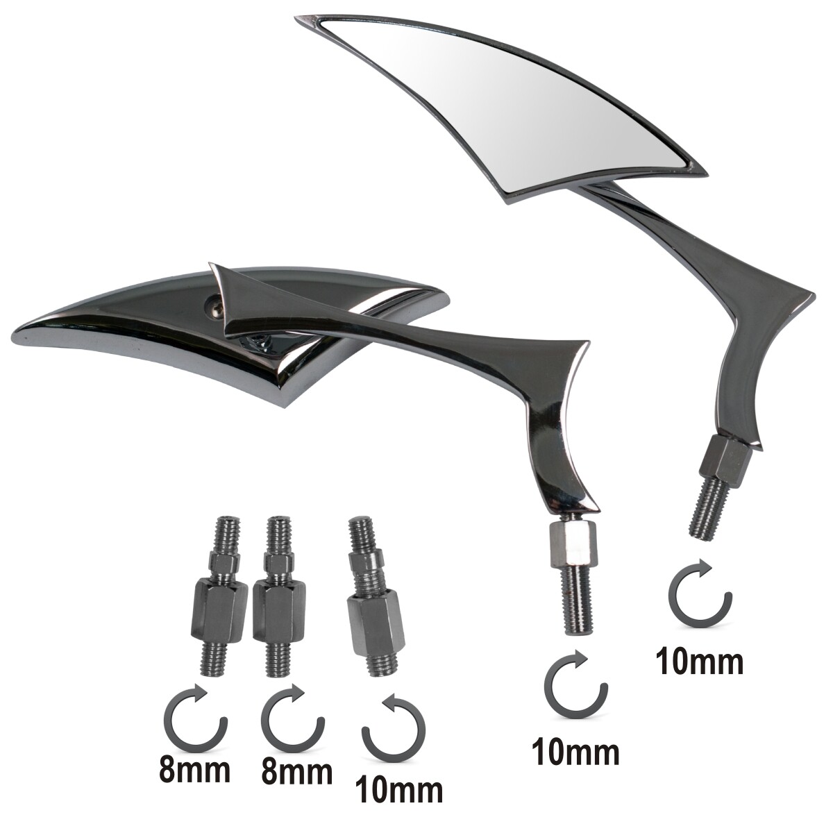 Mirrors Rearview Custom Style Motorcycle Chrome Handlebar