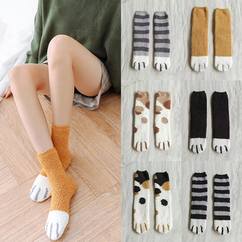 Winter Warm Cat Paw Socks For Women Girl Sleeping Socks Home Floor Thick  Socks