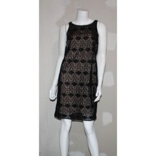 ANN TAYLOR LOFT Women's Black Crocheted Sleeveless Dress Size 2
