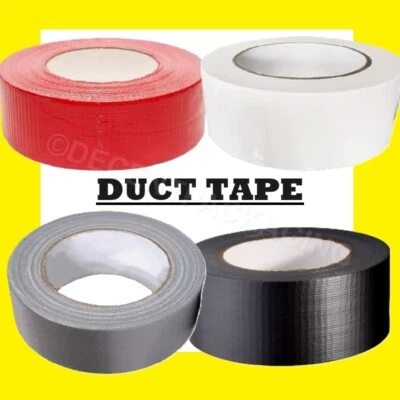 DUCT GAFFER TAPE HEAVY DUTY ADHESIVE BLACK WHITE SILVER RED 50MM 72MM