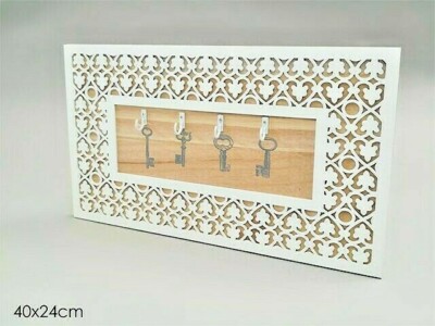 Bild Schlüsselanhänger Wand Holz 4-Sitzer Shabby Haus Schlüsselhalter