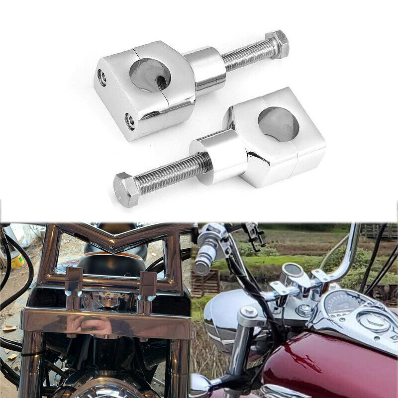 Chrome 1'' Inch Handlebar Risers Clamp For Harley Fatboy Dyna Sportster ...
