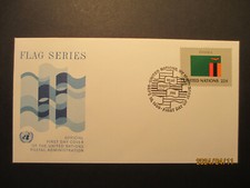 ZAMBIA - ISSUED: 19 SEPT 1986 - FDC ~ FLAG SERIES UNITED NATION POSTAL ADMIN