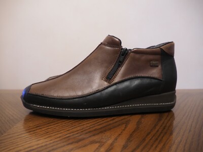New RIEKER Antistress Daphne Brown/Black Leather Sherpa Lined Boots Size 9.5 -10