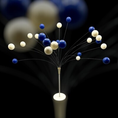 VTG 1960 Atomic Ball Kinetic Mobile Sculpture MCM Blue White Hellerup Scandia