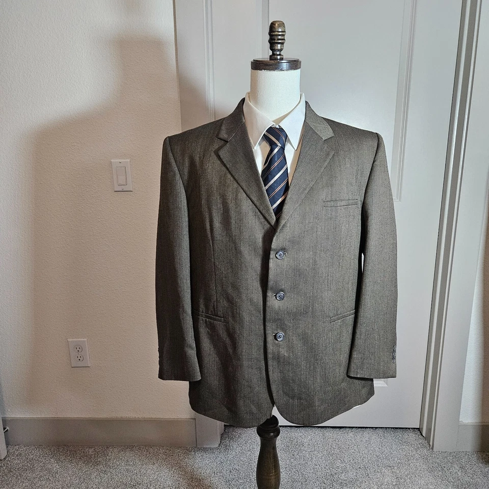Traje Blazer JF J. Ferrar 2 Piezas Hombres 44S Pantalones 38x26 Mezcla de Lana Texturizado Marrón Foto 2 de 4