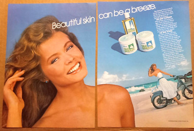 1982 print ad - Clairol Sea Breeze skin SHEREE WILSON motorcycle 2pg Advertising