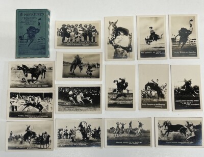 Vintage 15 Miniatures Famous R. R. Doubledays Bucking Horse Rodeo Photo Postcard
