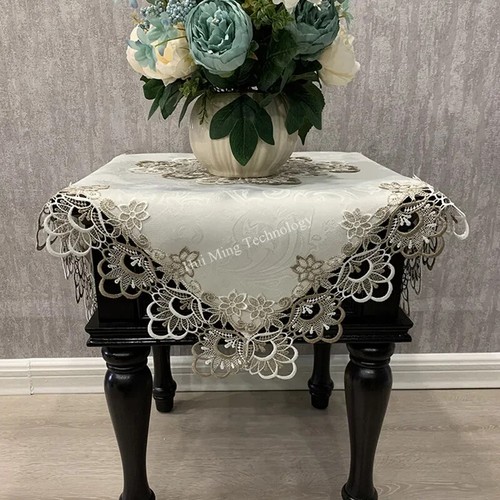 Square Tablecloth Luxury Embroidery Lace Dining Table Cover Table Juppe Towels