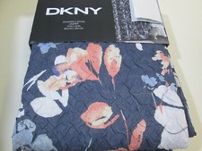 DKNY Fabric Shower Curtain 72x72 JASPER Floral  Navy Blue and Multi Colors New