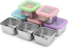 Stainless Steel Snack Containers with Clear Lids for Kids Travel, 6oz Reusable