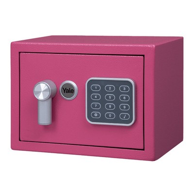 Elektronischer Tresor mini, YALE, safe mit Code & Schlüssel, Rosa
