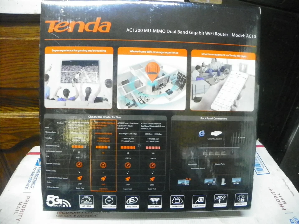 Tenda AC1200 Dual-Band AC10+ Wireless Router High-Speed WiFi 5GHz Home Network - Image 4 of 4