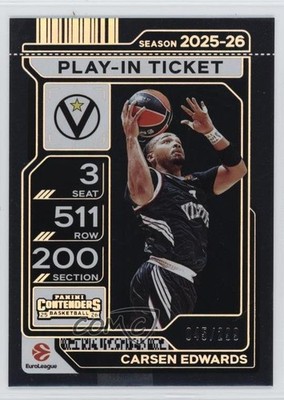 2025 Panini Contenders EuroLeague Play-In Ticket 45/299 Carsen Edwards #36 v3r