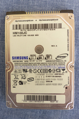   100 GB SAMSUNG HM100JC HDD IDE PATA 2,5 ZOLL ext. HDD+USB-Gehäuse f. Laptop
