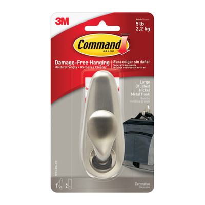 Command Large Forever Classic Hook [Removable]: 1-pack (Brushed Nickel)