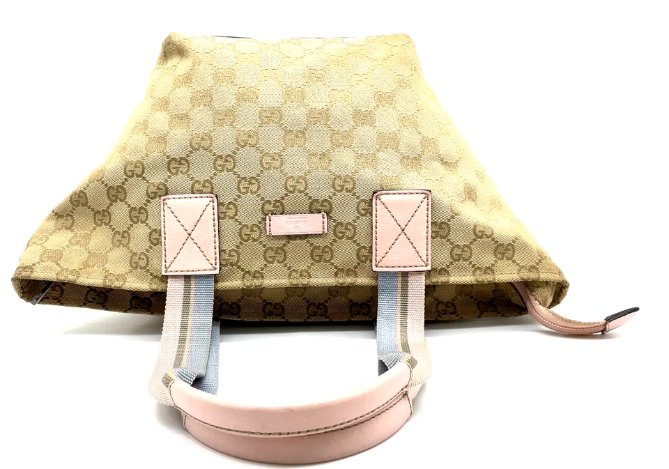 Auth Gucci GG Canvas Pink Leather Trim 131228 Tote Handbag W/Dust Bag NS111230 - Image 4 of 4