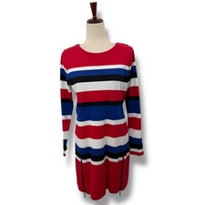 Michael Kors Striped dress size small red white blue casual long sleeve preppy 
