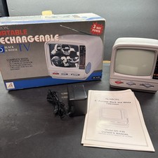 Black White Alaron 5" Portable Mini TV TV-630 RWA Rechargeable Am/FM RADIO