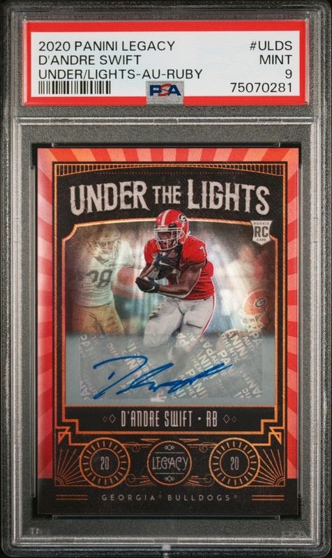 2020 Legacy D'Andre Swift Under Lights Ruby Auto /25 RC PSA 9 Georgia Bulldogs
