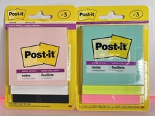 Post-it Notes Super Sticky 3"x3" Pads in Simply Serene Colors Pink Teal Black