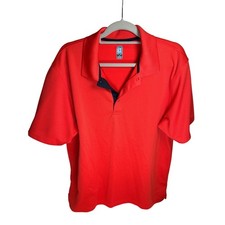 PGA Tour Golf Polo Shirt Red Textured Short Sleeve Button Up Men's XL