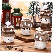 4 Pieces Christmas Marshmallow Crochet Mug Hat Mini Knit Cocoa Mugs Decor