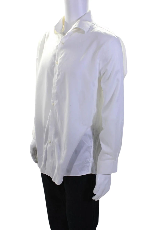 Michael Kors Mens White Regular Fit Long Sleeve Button Down Dress Shirt Size L - Image 2 of 4