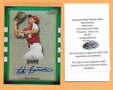 ERIK RIVERA AUTO #1/1 2018 LEAF PERFECT GAME METAL PROOF GREEN AUTOGRAPH RED SOX