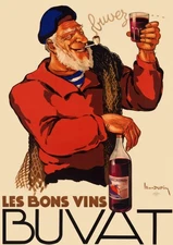 14905.Wall Decor Poster.Vintage Interior Art.Bons Vins Buvat French Wine Ad Bar