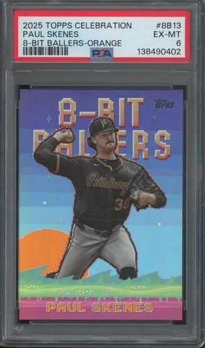2025 Topps Celebration 8 Bit Ballers Orange Paul Skenes /25 PSA 6