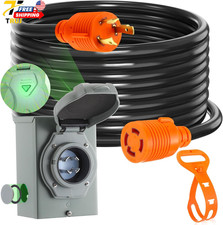 30 Amp Generator Cord and Power Inlet Box L5-30P to L14-30R 30 Amp 3 to 4 Prong