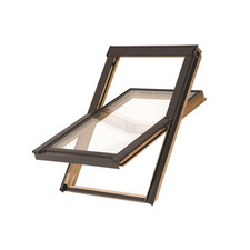 YARD LITE Grey / Pine Wood Roof Window Centre Pivot Loft Skylight Unvented