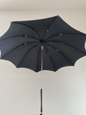 BEAUTIFUL  Red Ruby Jewel   Vintage 1940/50 Black Umbrella, Ornate Metal Handle