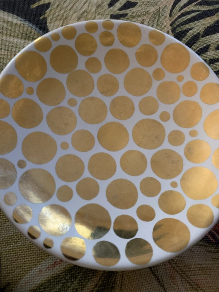 Waylande Gregory Studios 4 cuencos decorativos negro blanco oro rojo amarillo hechos a mano Foto 4 de 4