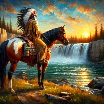 Native American Chief at The Falls
