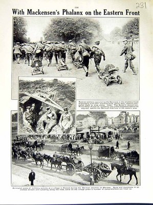 Original alter antiker Druck 1915 Weltkrieg russische Siers Phalanx Polen Warschau